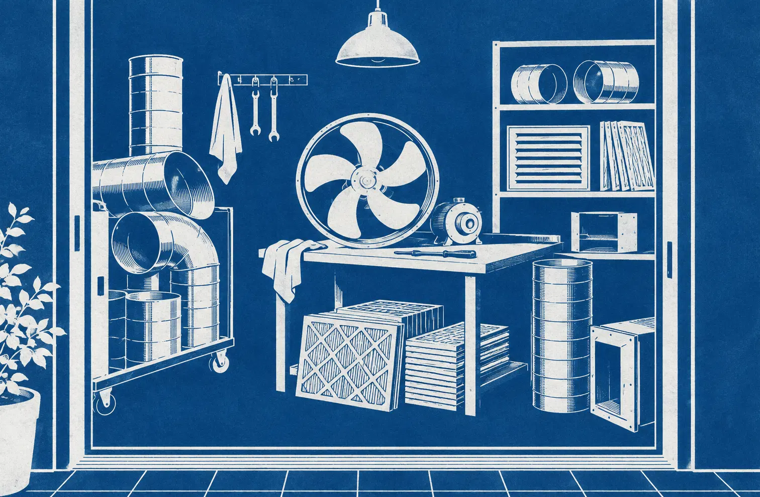 Illustration of hvac businesses and their working space